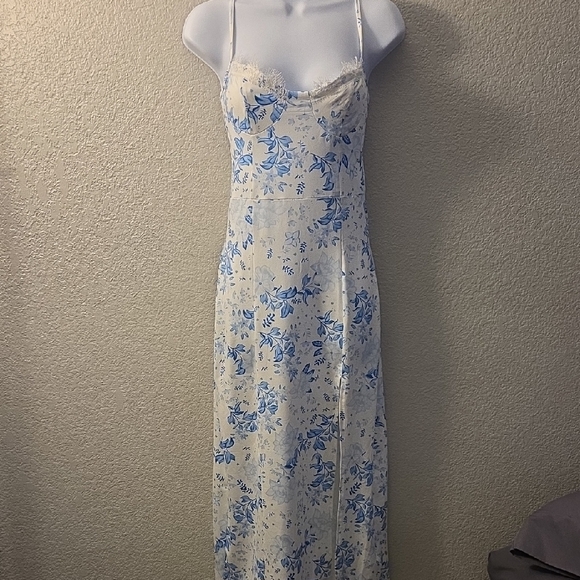 Floral Blue and White Slip Dress - Picture 1 of 6